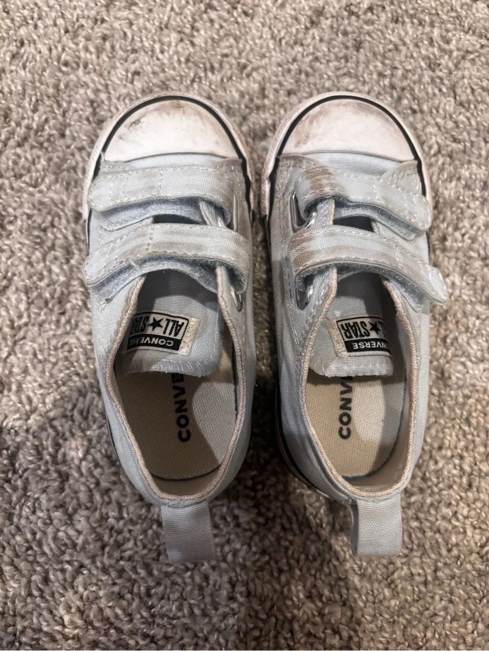 Converse Kids Light Blue Low Top Velcro Sneakers